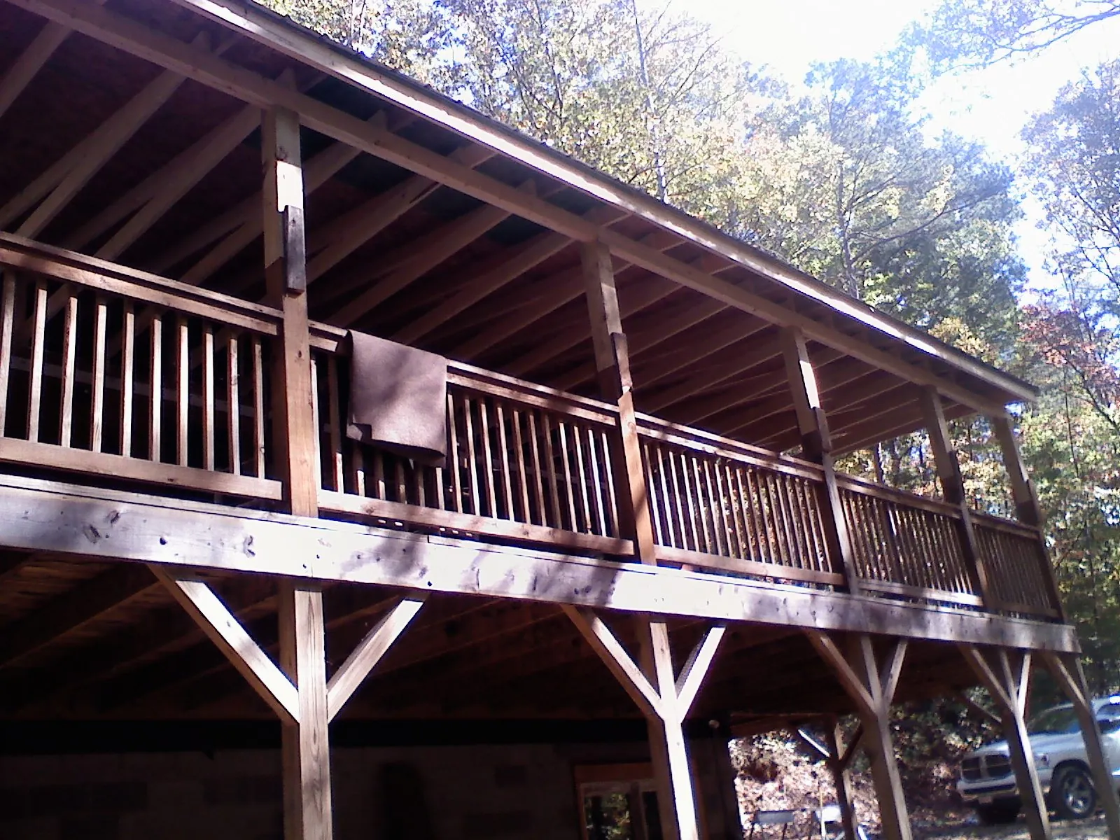 Timber framing under a new elevated porch and deck — Roof Leak Repair in Aneta by Roofing Brothers